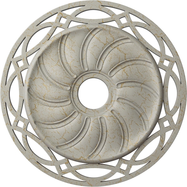 Ekena Millwork Loera Medallion (Canopies up to 6 1/4"), 26 5/8"OD x 4 1/2"ID x 1 3/8"P, Pot of Cream Crackle CM26LOPCC - main